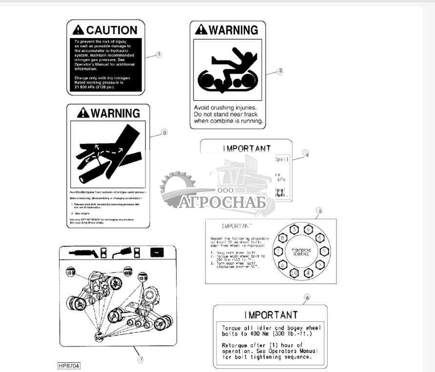 RUBBER TRACK SAFETY DECALS AND LABELS 
